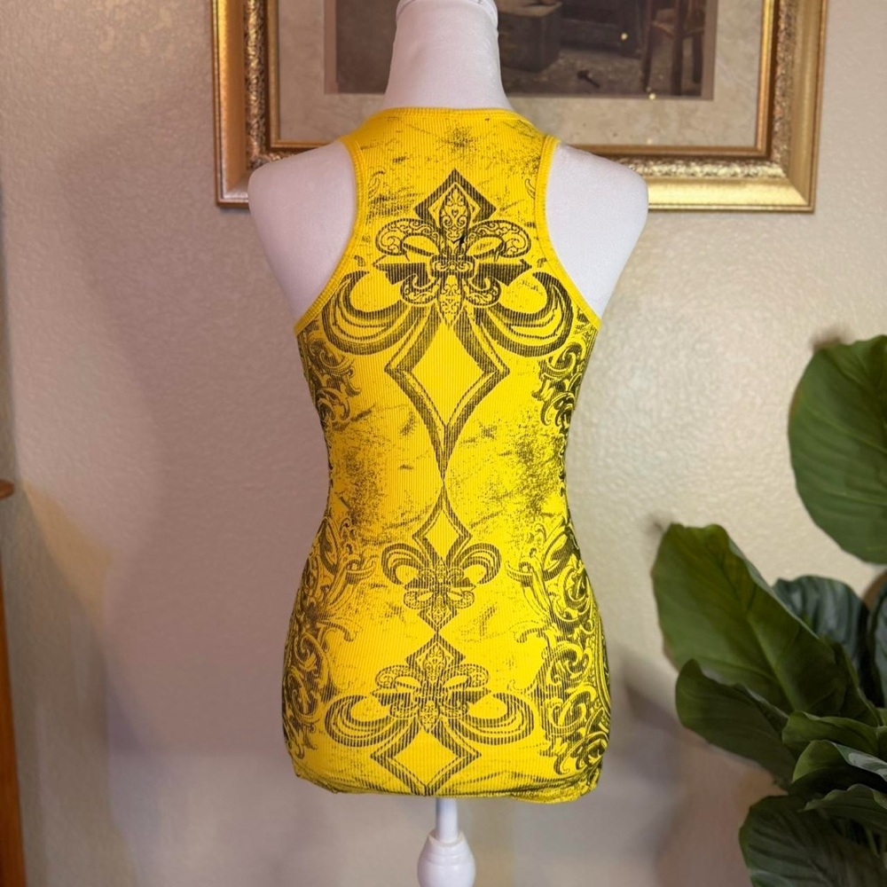Vintage Y2K Deadstock Grunge Bedazzled Fleur de Lis Tank Top - Picture 7 of 8